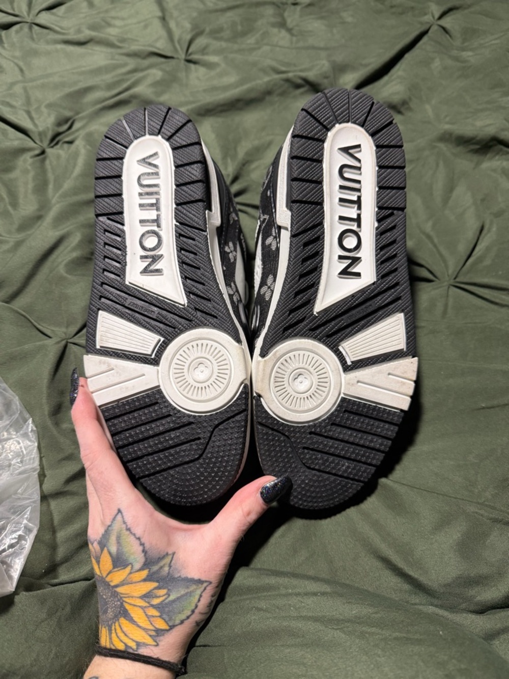 Louis Vuitton White & Black Monogram High-Top Sneaker - Picture 3 of 6
